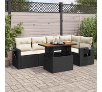 DIVANO DA GIARDINO VIDAXL 6 pz con Cuscini Nero in Polyrattan - 3327150