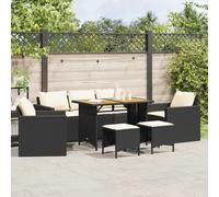 Set Divano da Giardino 6 pz con Cuscini Nero in Polyrattan