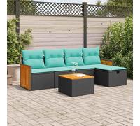 vidaXL Set Divano da Giardino 6 pz con Cuscini Nero in Polyrattan