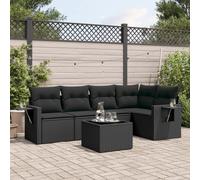 vidaXL Set Divano da Giardino 6 pz con Cuscini Nero in Polyrattan