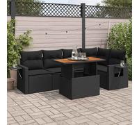 DIVANO DA GIARDINO VIDAXL 6 pz con Cuscini Nero in Polyrattan - 3327149