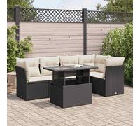 vidaXL Set Divano da Giardino 6 pz con Cuscini Nero in Polyrattan