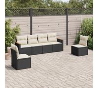 vidaXL Set Divano da Giardino 6 pz con Cuscini Nero in Polyrattan