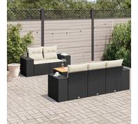 vidaXL Set Divano da Giardino 6 pz con Cuscini Nero in Polyrattan