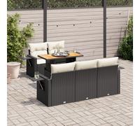 vidaXL Set Divano da Giardino 6 pz con Cuscini Nero in Polyrattan