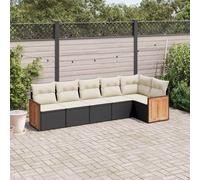Set Divano da Giardino 6 pz con Cuscini Nero in Polyrattan