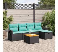 vidaXL Set Divano da Giardino 6 pz con Cuscini Nero in Polyrattan
