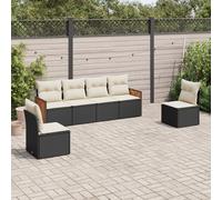 vidaXL Set Divano da Giardino 6 pz con Cuscini Nero in Polyrattan
