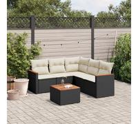 vidaXL Set Divano da Giardino 6 pz con Cuscini Nero in Polyrattan