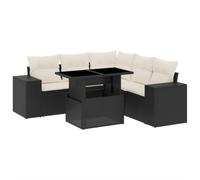 vidaXL Set Divano da Giardino 6 pz con Cuscini Nero in Polyrattan