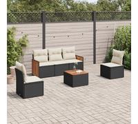 Set Divano da Giardino 6 pz con Cuscini Nero in Polyrattan