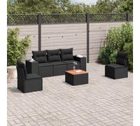 vidaXL Set Divano da Giardino 6 pz con Cuscini Nero in Polyrattan