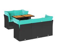 vidaXL Set Divano da Giardino 6 pz con Cuscini Nero in Polyrattan, Set di salotti da Giardino, Divano per Giardino, Set di divani ad Angolo da Esterno