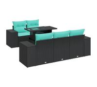 vidaXL Set Divano da Giardino 6 pz con Cuscini Nero Polyrattan Acacia