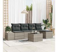 vidaXL Set Divano da Giardino 6 pz Grigio chiaro polyrattan