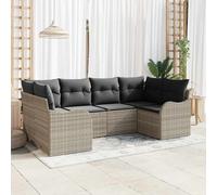 Set Divano da Giardino 6 pcs Grigio chiaro Poly Rattan