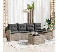 vidaXL Set Divano da Giardino 6 pz Grigio chiaro polyrattan