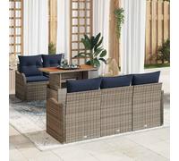 vidaXL Set Divano da Giardino 6 pz grigio e blu navy | Fatto con materiali resistenti ai raggi UV, quindi durerà tanto, Ha cuscini removibili per un relax extra, Aspetto moderno