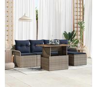 vidaXL Set Divano da Giardino 6 pz grigio e blu navy