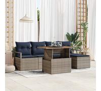 Set Divano da Giardino 6 pz Grigio e Blu Navy