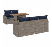 vidaXL Set Divano da Giardino 6 pz grigio e blu navy | Fatto con materiali resistenti ai raggi UV, quindi durerà tanto, Ha cuscini removibili per un relax extra, Aspetto moderno
