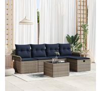 Set Divano da Giardino 6 pcs Grigio e Blu Navy polyrattan