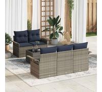 vidaXL Set Divano da Giardino 6 pz Grigio e Blu Navy polyrattan