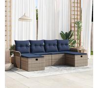 vidaXL Set Divano da Giardino 6 pz Grigio e Blu Navy polyrattan