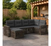 vidaXL Set di divani da giardino, 6 pezzi, grigio e grigio scuro, divano moderno per esterni, sedute resistenti alle intemperie, design modulare per patio, relax e mobili all'aperto