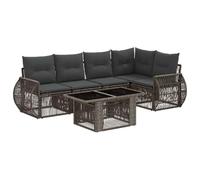 vidaXL Set Divano da Giardino 6 pz Grigio e Grigio Scuro polyrattan