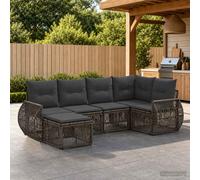 vidaXL Set di divani da giardino, 6 pezzi, grigio e grigio scuro, divano modulare moderno, resistente alle intemperie, mobili da giardino, facile da pulire, ideale per patio, set versatile