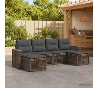 vidaXL Set di divani da giardino 6 pezzi grigio e grigio scuro polyrattan, divano da giardino moderno, design modulabile anti-intemperie, mobili da esterno per patio, balcone e cortile
