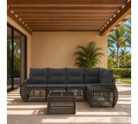 vidaXL Set Divano da Giardino 6 pz Grigio e Grigio Scuro polyrattan