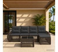 vidaXL Set di divani da giardino, 6 pezzi, grigio e grigio scuro, polyrattan, divano da giardino moderno, resistente alle intemperie, modulabile, ideale per il patio, la piscina e il relax