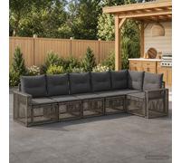 vidaXL Set di divani da giardino, 6 pezzi, grigio e grigio scuro, divano moderno per esterni, design modulare resistente alle intemperie, comodo mobile da giardino in polyrattan