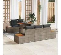 vidaXL Set Divano da Giardino 6 pz Grigio Poly Rattan