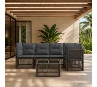 vidaXL Set di divani da giardino, 6 pezzi, grigio polyrattan, mobili da giardino moderni, set di divani, design modulare, sedute resistenti alle intemperie, angolo relax per il patio