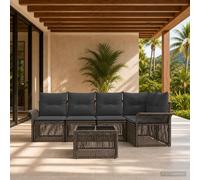 vidaXL Set Divano da Giardino 6 pz Grigio polyrattan