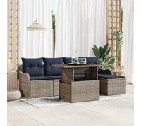 vidaXL Set Divano da Giardino 6 pz Grigio polyrattan | I cuscini resistenti all'acqua ti lasciano rilassare fuori senza preoccuparti dell'usura, Con un look moderno e sofisticato