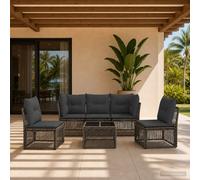 vidaXL Set Divano da Giardino 6 pz Grigio polyrattan