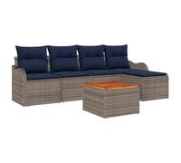 vidaXL Set Divano da Giardino 6 pz Grigio polyrattan