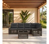 vidaXL Set Divano da Giardino 6 pcs Grigio polyrattan, Arredo giardino, divano modulare, resistente alle intemperie, comfort per balcone, lounge esterna, divano per patio