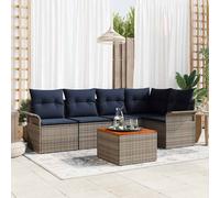Set Divano da Giardino 6 pz Grigio polyrattan