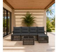 vidaXL Set divano da giardino 6 pezzi grigio polyrattan, divano da esterno moderno, resistente alle intemperie, mobili componibili, angolo relax, spirito pratico, polietilene