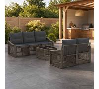 vidaXL Set Divano da Giardino 6 pz Grigio polyrattan