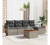 Set Divano da Giardino 6 pz Grigio polyrattan