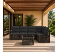 vidaXL Set di divani da giardino, 6 pezzi, grigio rattan sintetico, divano modulare moderno, resistente alle intemperie, ideale per rilassarsi in giardino o in cortile, feste