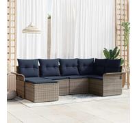 Set Divano da Giardino 6 pz Grigio polyrattan