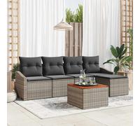 Set Divano da Giardino 6 pcs Grigio polyrattan