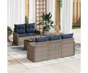 vidaXL Set Divano da Giardino 6 pz Grigio polyrattan